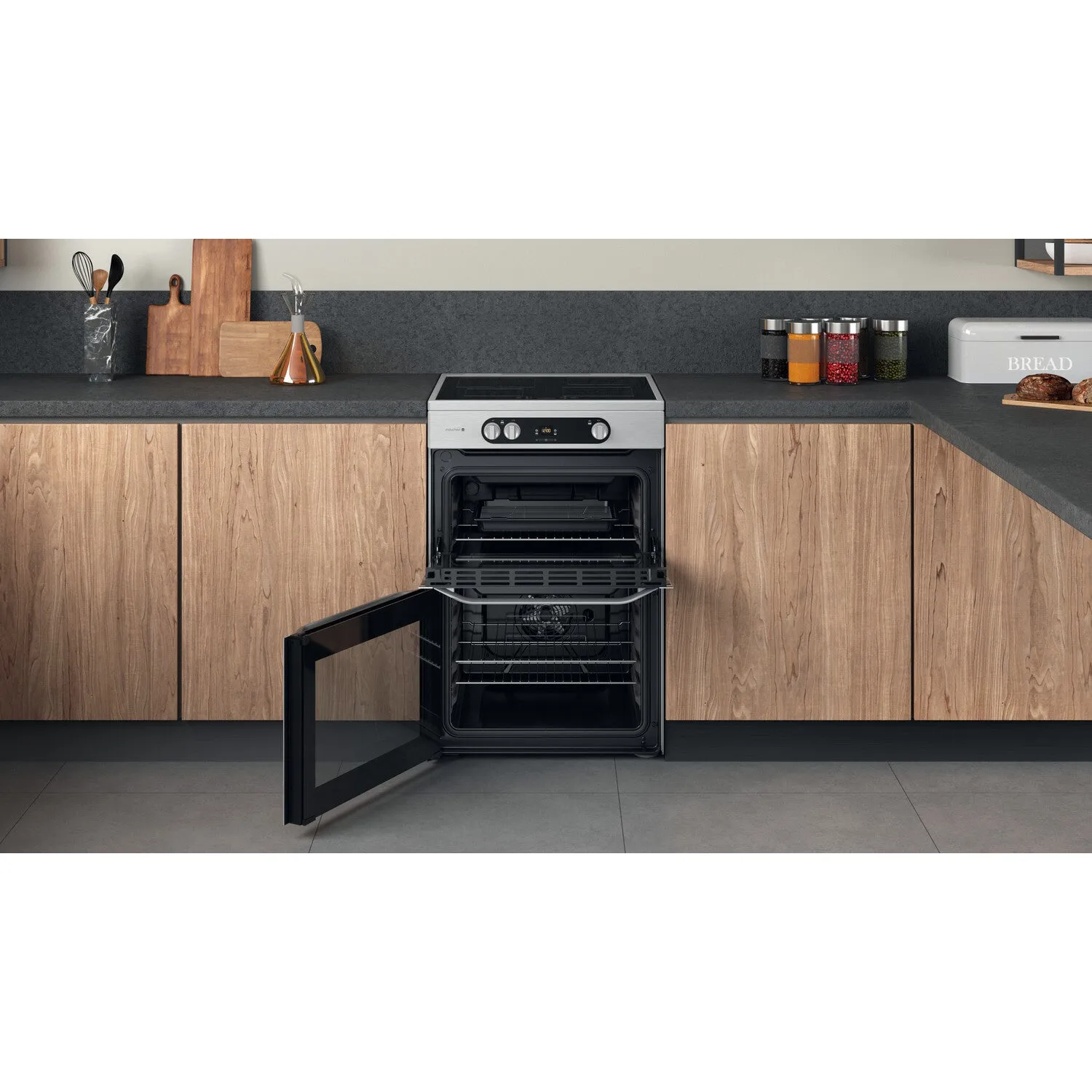 Hotpoint HDM67I9H2CX/UK Freestanding Electric Cooker - Induction Hob, Silver