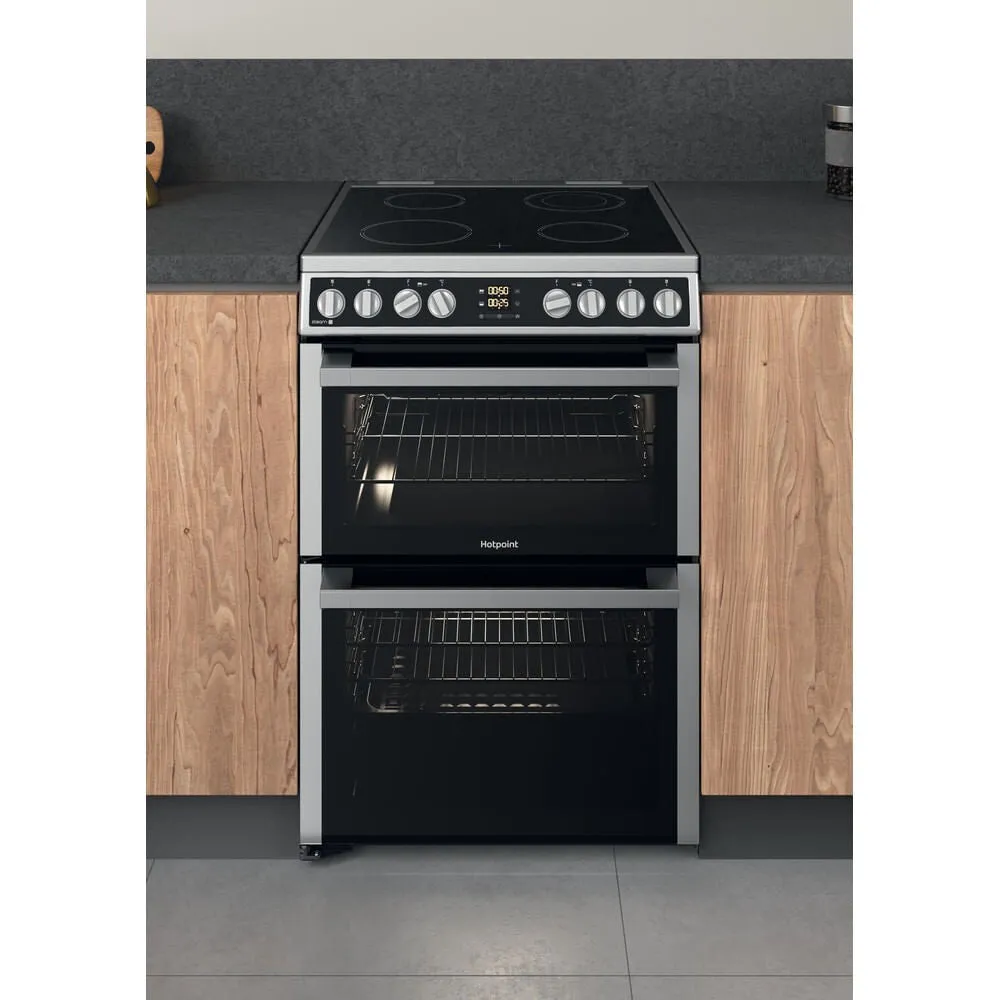 Hotpoint HDM67V8D2CX/UK Freestanding Electric Ceramic Cooker - Silver