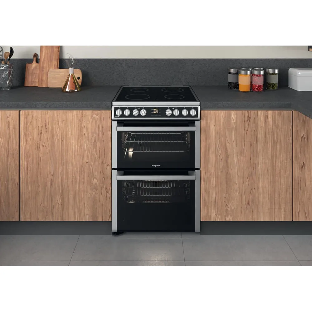 Hotpoint HDM67V8D2CX/UK Freestanding Electric Ceramic Cooker - Silver
