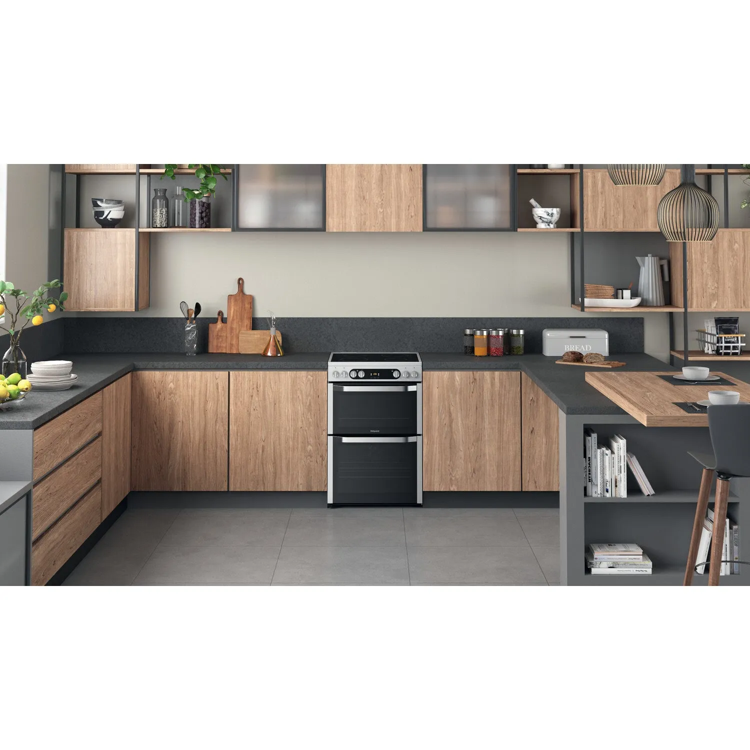 Hotpoint HDM67V9HCX/UK Freestanding Electric Ceramic Cooker - Silver