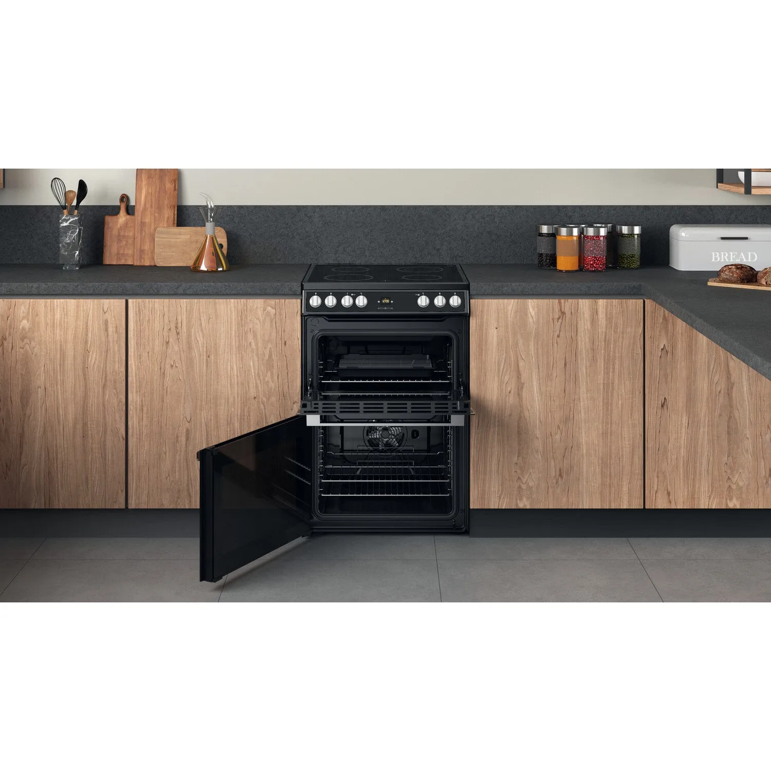 Hotpoint HDT67V9H2CB/UK Freestanding Cooker - Ceramic, Black