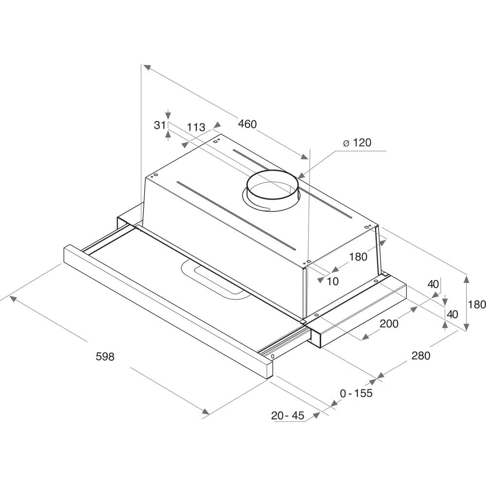 Hotpoint HSFX.1/1 Semi Built-In Cooker Hood - 304m³/h, Stainless Steel