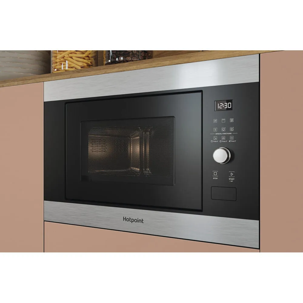 Hotpoint MF25G IX H Built-in 25L Grill Microwave - 900W, Black