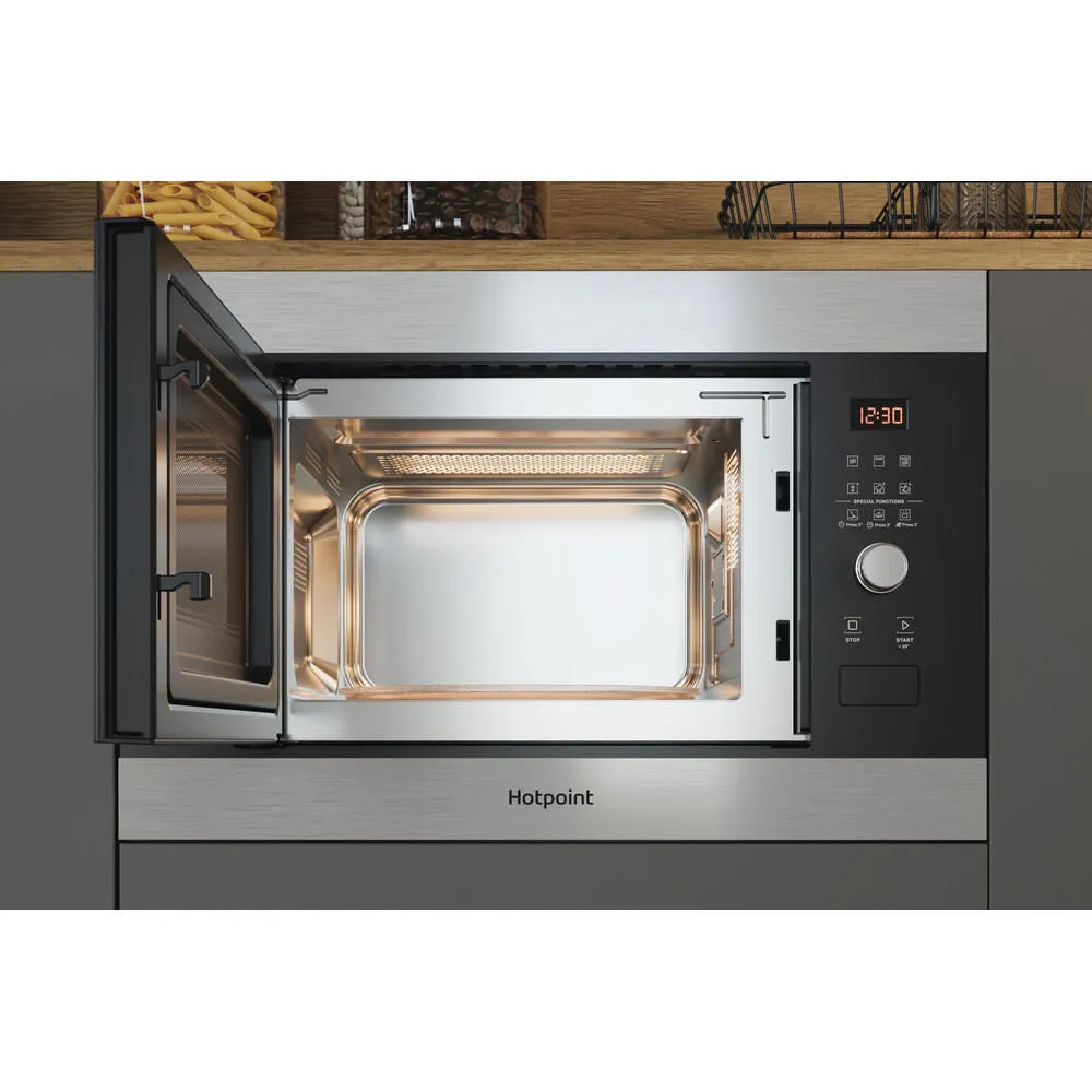 Hotpoint MF25G IX H Built-in 25L Grill Microwave - 900W, Black