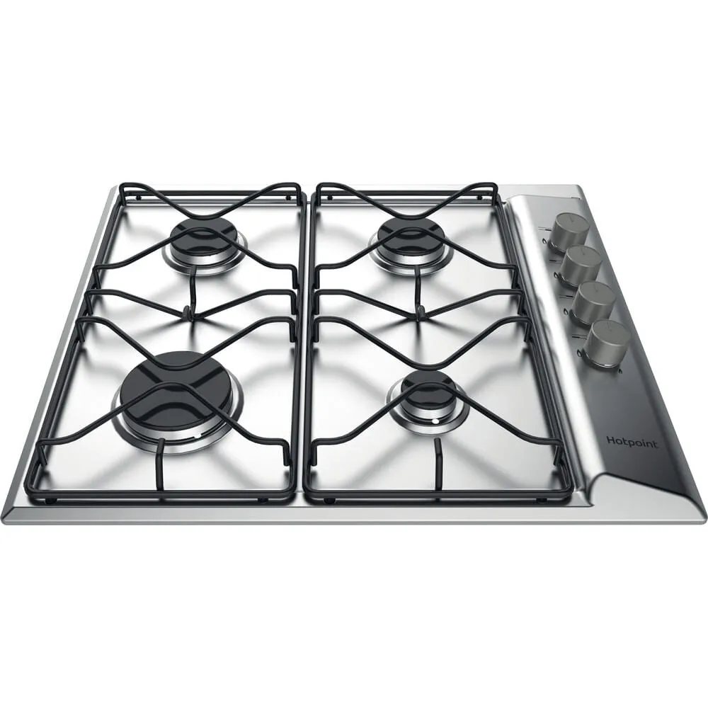 Hotpoint PAN 642 IX/H Built-in 58cm Gas Hob - 4 Zones, Black, Stainless Steel