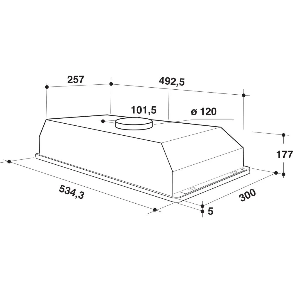 Hotpoint PCT 64 F L SS Built-under Cooker Hood - 224m³/h, Stainless Steel