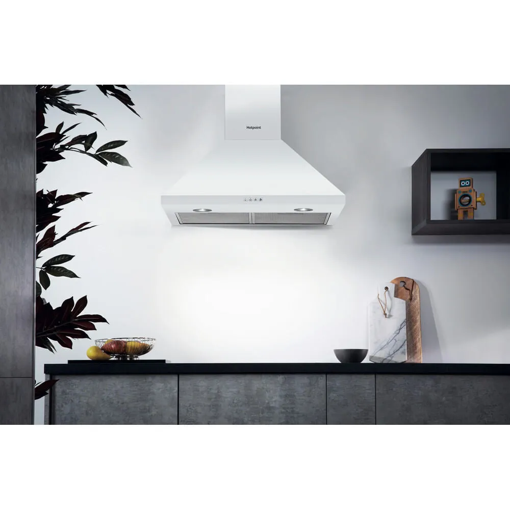 Hotpoint PHPC6.5FLMX Wall-mounted Cooker Hood - 416m³/h, White