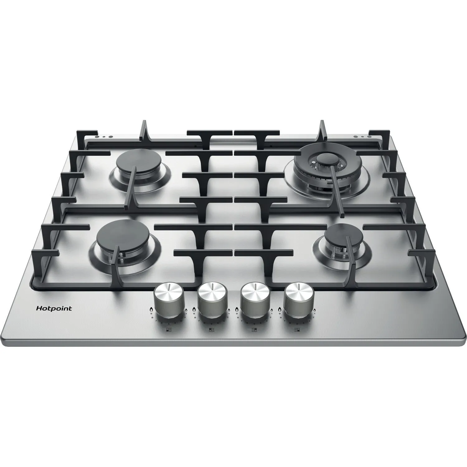 Hotpoint PPH 60G DF IX UK Built-in 60cm Gas Hob - 4 Zones, Silver