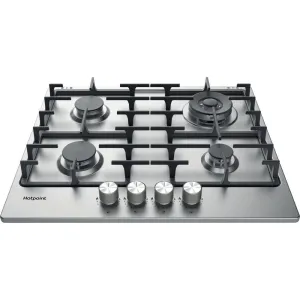 Hotpoint PPH 60G DF IX UK Built-in 60cm Gas Hob - 4 Zones, Silver
