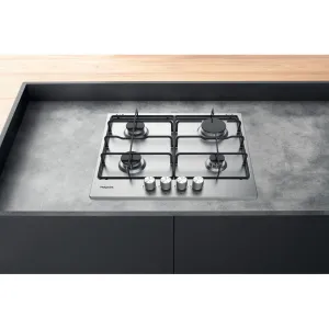 Hotpoint PPH 60P F IX UK Built-in 60cm Gas Hob - 4 Zones, Silver