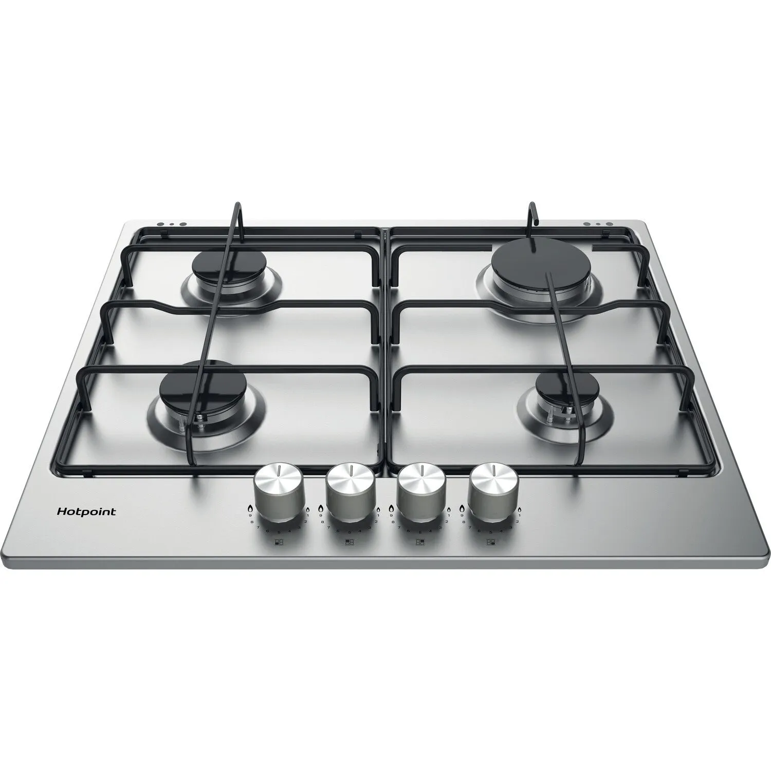 Hotpoint PPH 60P F IX UK Built-in 60cm Gas Hob - 4 Zones, Silver
