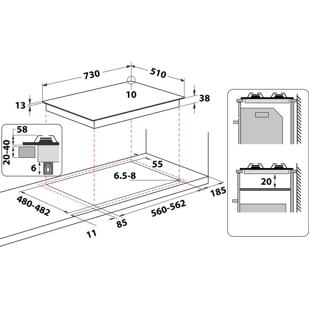 Hotpoint PPH 75G DF IX UK Built-in 75cm Gas Hob - 5 Zones, Silver