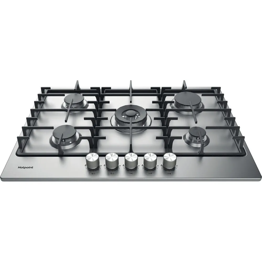 Hotpoint PPH 75G DF IX UK Built-in 75cm Gas Hob - 5 Zones, Silver