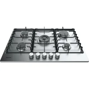 Hotpoint PPH 75P DF IX UK Built-in 75cm Gas Hob - 5 Zones, Silver