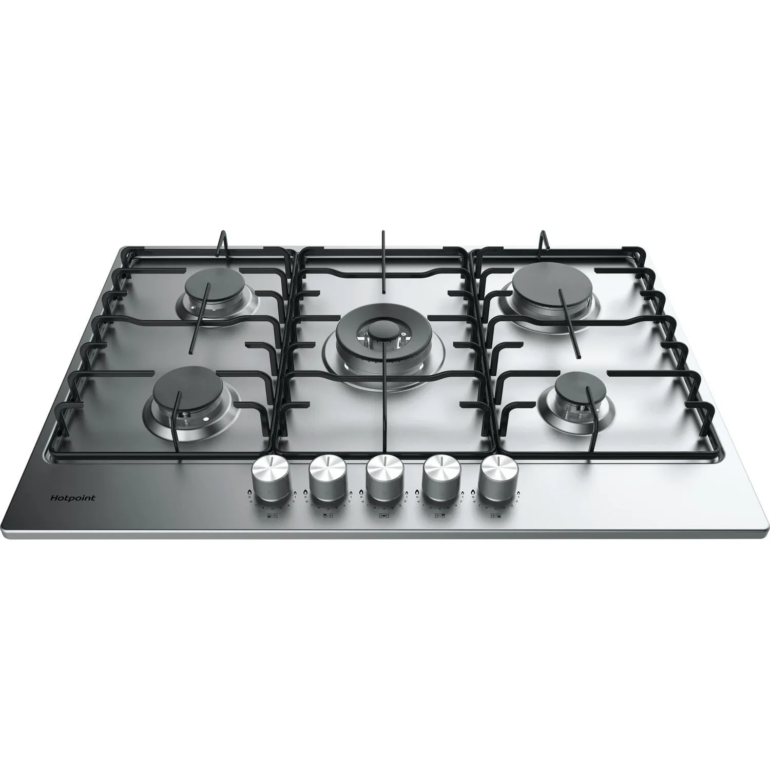Hotpoint PPH 75P DF IX UK Built-in 75cm Gas Hob - 5 Zones, Silver
