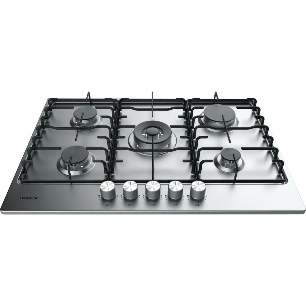 Hotpoint PPH 75P DF IX UK Built-in 75cm Gas Hob - 5 Zones, Silver