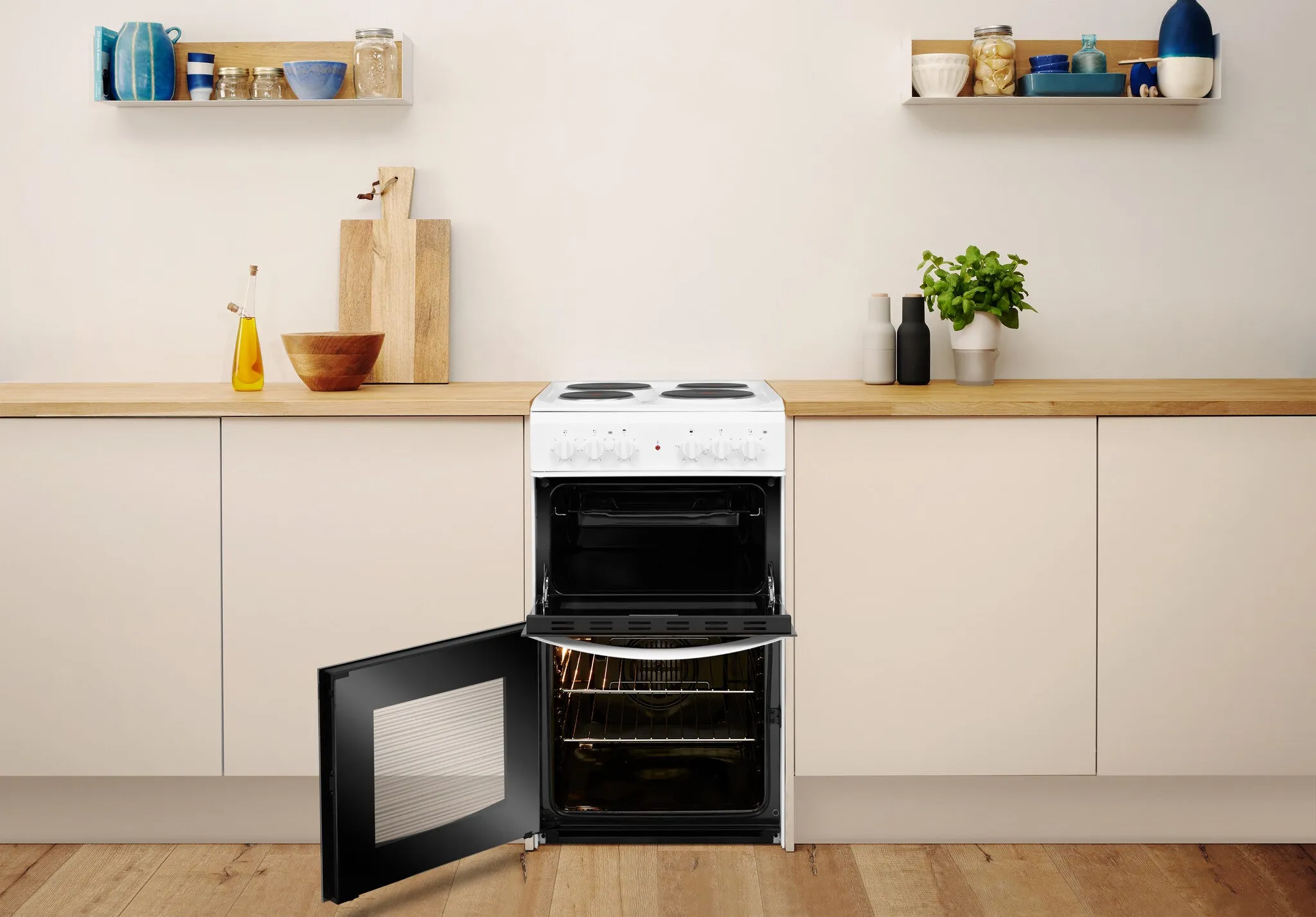 Indesit ID5E92KMW/UK Freestanding Electric Cooker - Black, White
