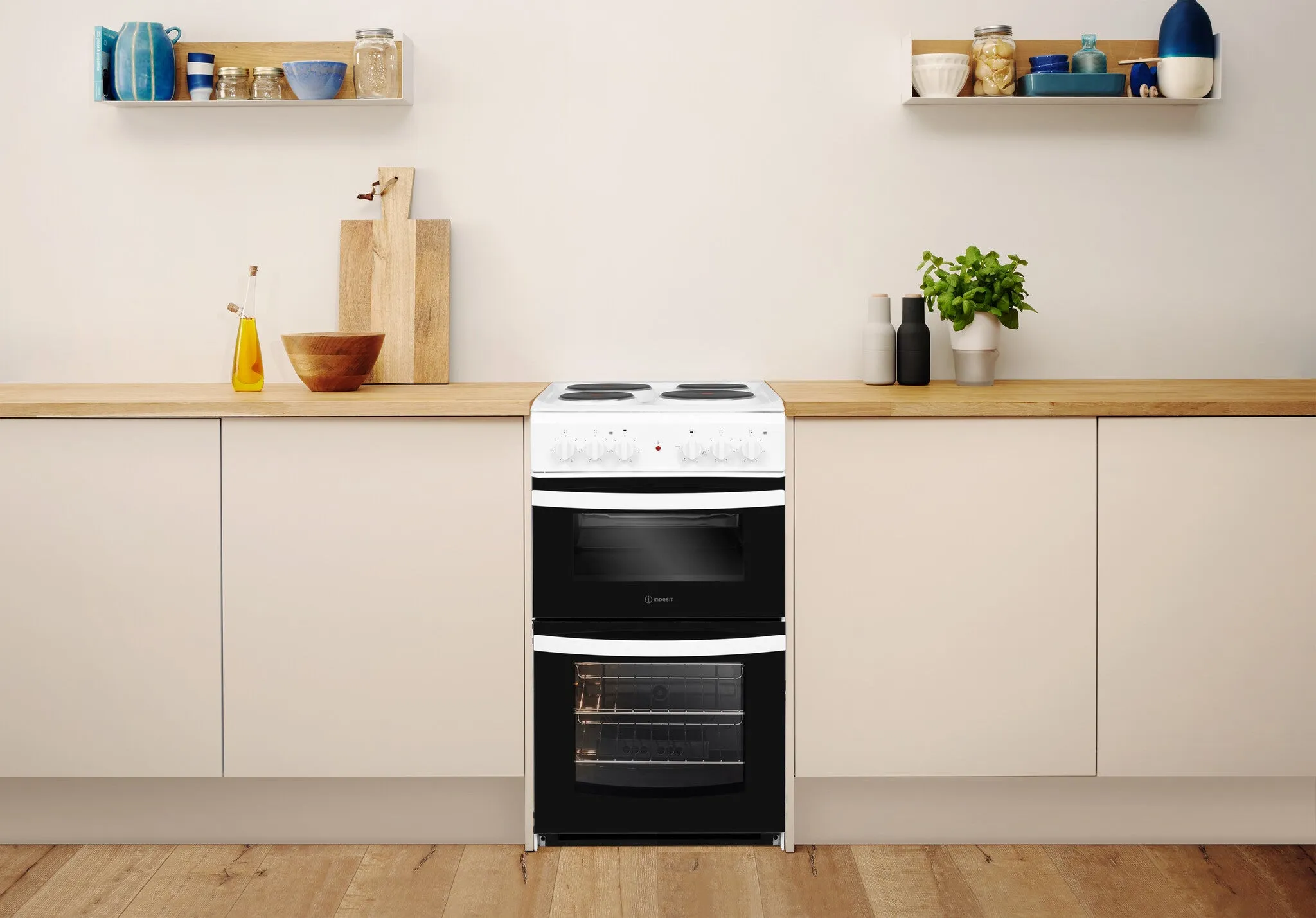 Indesit ID5E92KMW/UK Freestanding Electric Cooker - Black, White
