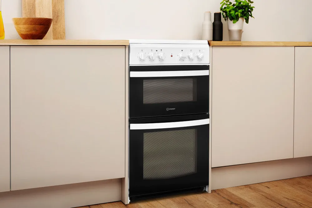 Indesit ID5V92KMW/UK Freestanding Electric Ceramic Cooker - Black, White