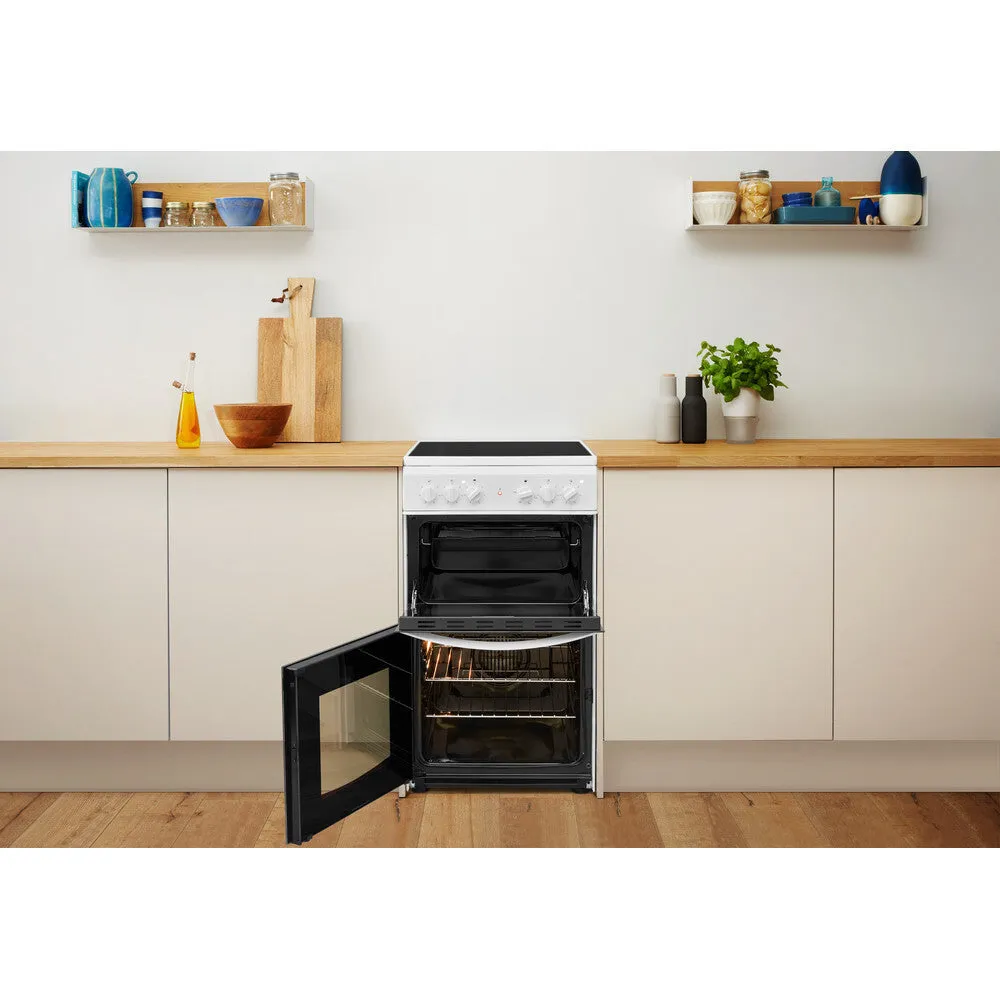 Indesit ID5V92KMW/UK Freestanding Electric Ceramic Cooker - Black, White