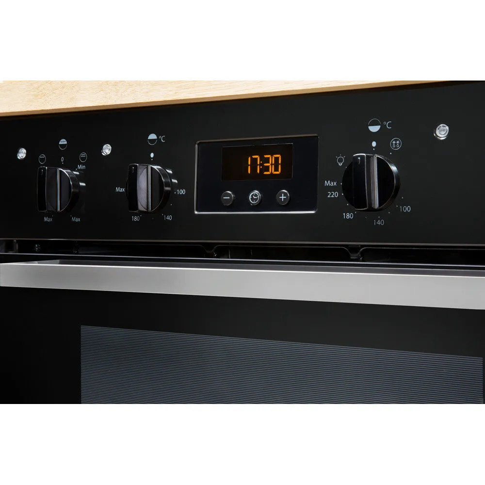 Indesit IDU 6340 BL Built-In 96L Electric Oven - 5100W, Black, Stainless Steel, B Rated