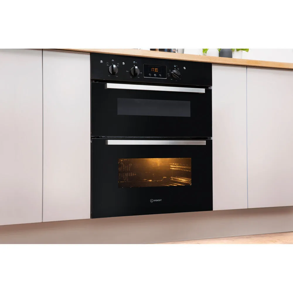 Indesit IDU 6340 BL Built-In 96L Electric Oven - 5100W, Black, Stainless Steel, B Rated
