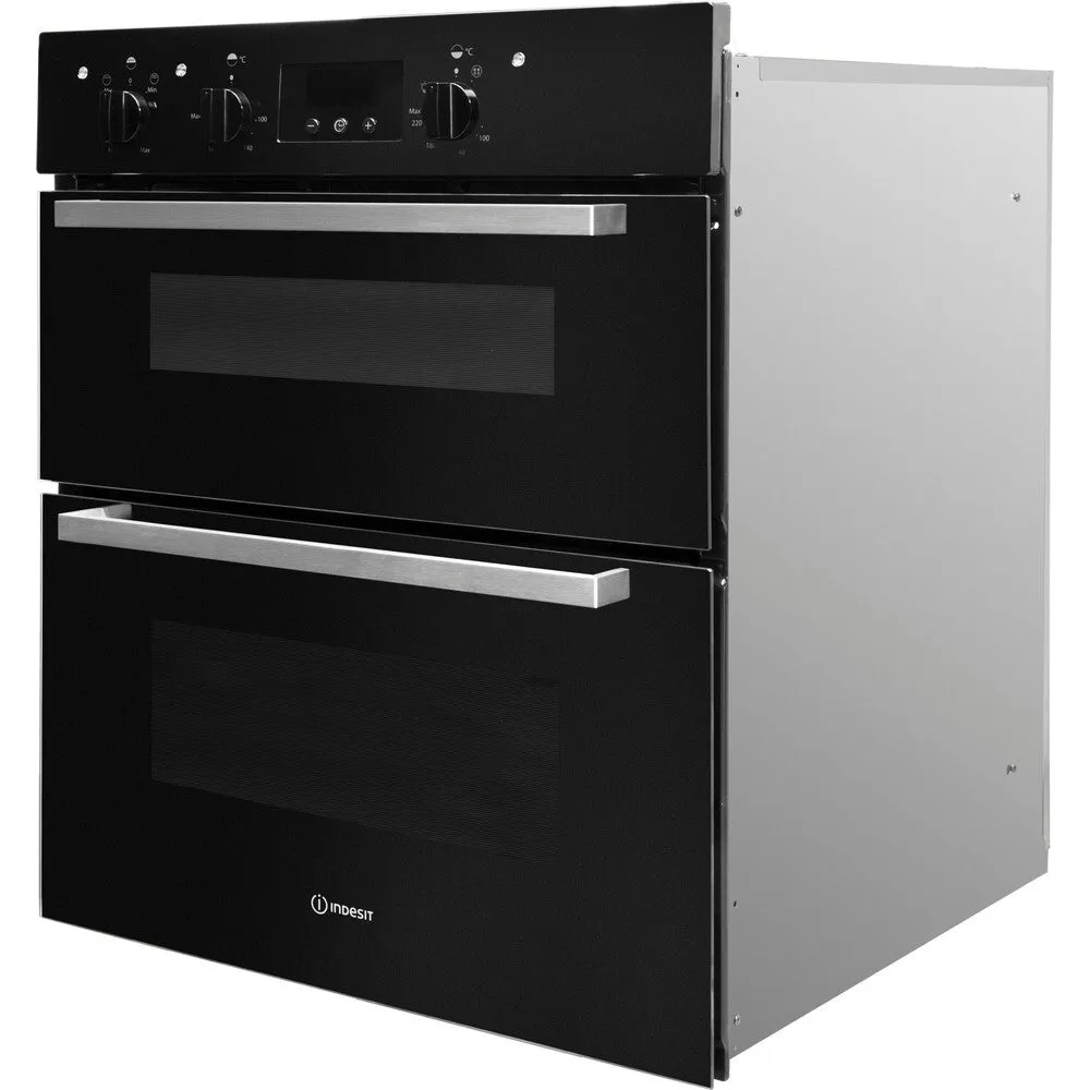 Indesit IDU 6340 BL Built-In 96L Electric Oven - 5100W, Black, Stainless Steel, B Rated
