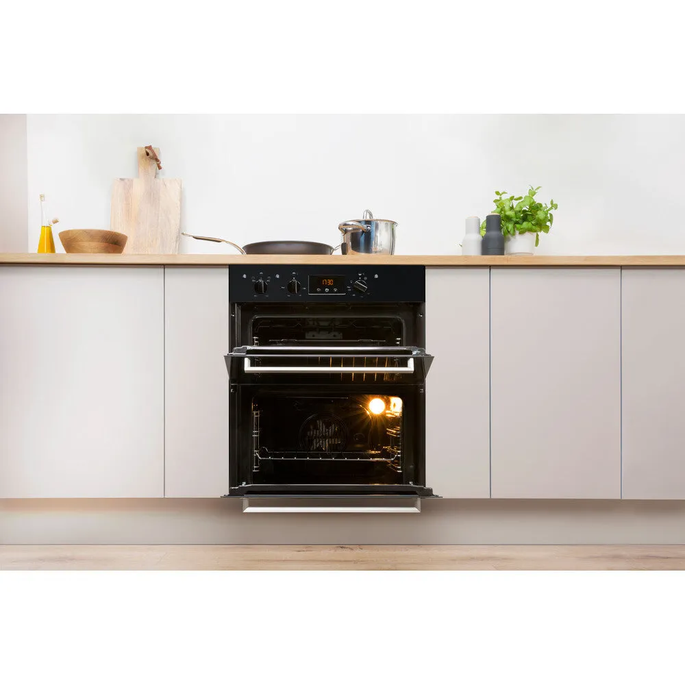 Indesit IDU 6340 BL Built-In 96L Electric Oven - 5100W, Black, Stainless Steel, B Rated