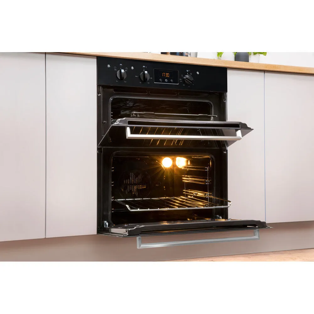 Indesit IDU 6340 BL Built-In 96L Electric Oven - 5100W, Black, Stainless Steel, B Rated
