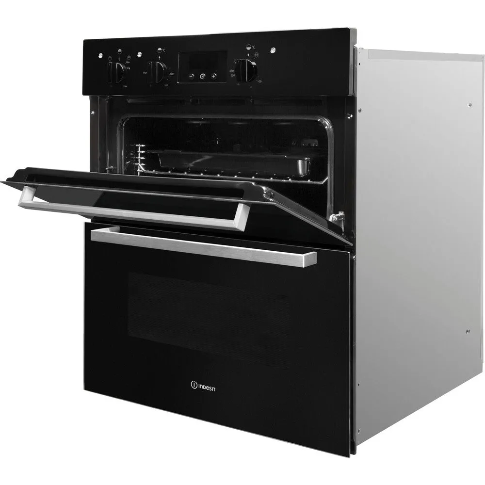Indesit IDU 6340 BL Built-In 96L Electric Oven - 5100W, Black, Stainless Steel, B Rated
