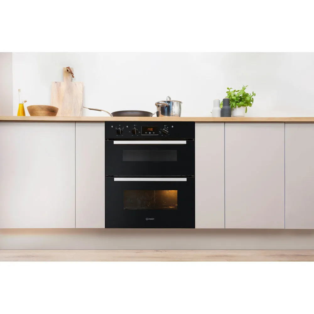Indesit IDU 6340 BL Built-In 96L Electric Oven - 5100W, Black, Stainless Steel, B Rated