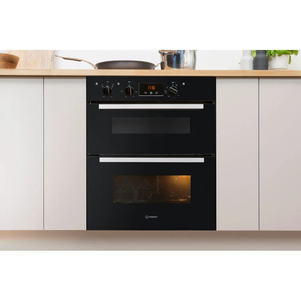 Indesit IDU 6340 BL Built-In 96L Electric Oven - 5100W, Black, Stainless Steel, B Rated
