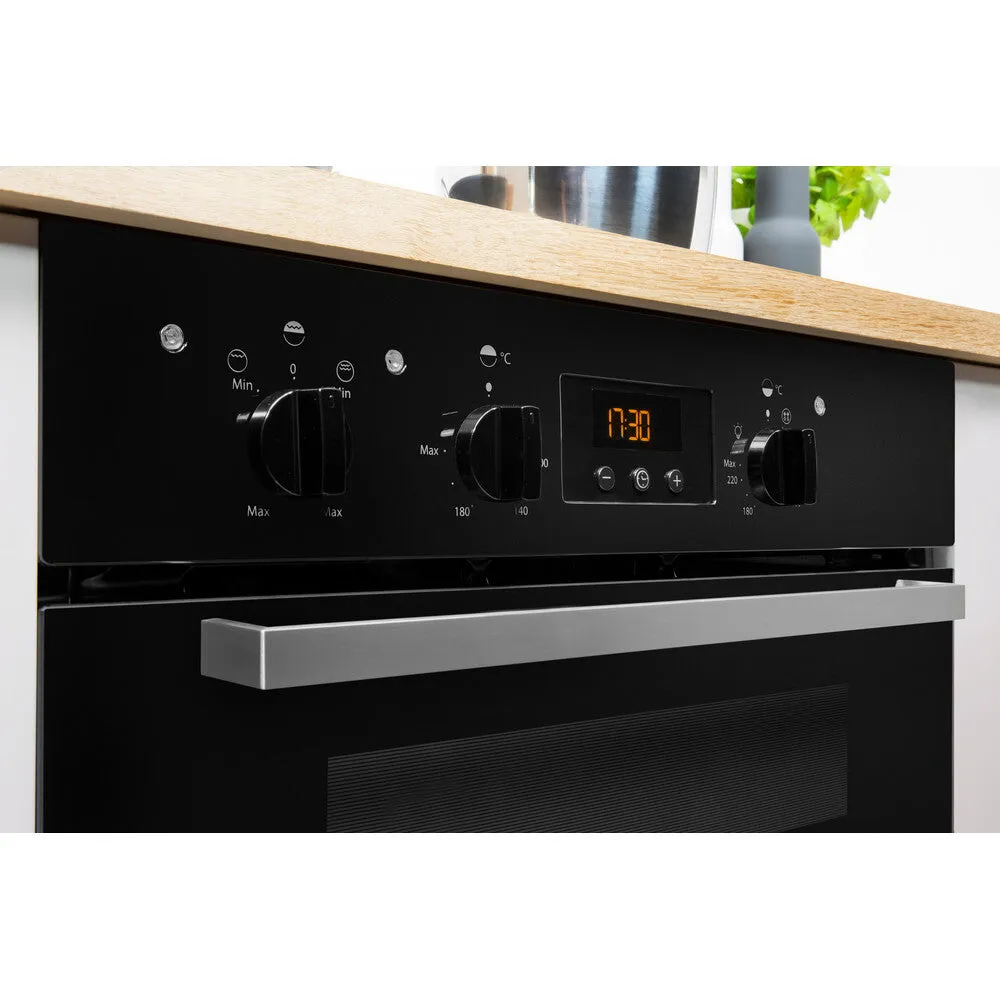 Indesit IDU 6340 BL Built-In 96L Electric Oven - 5100W, Black, Stainless Steel, B Rated