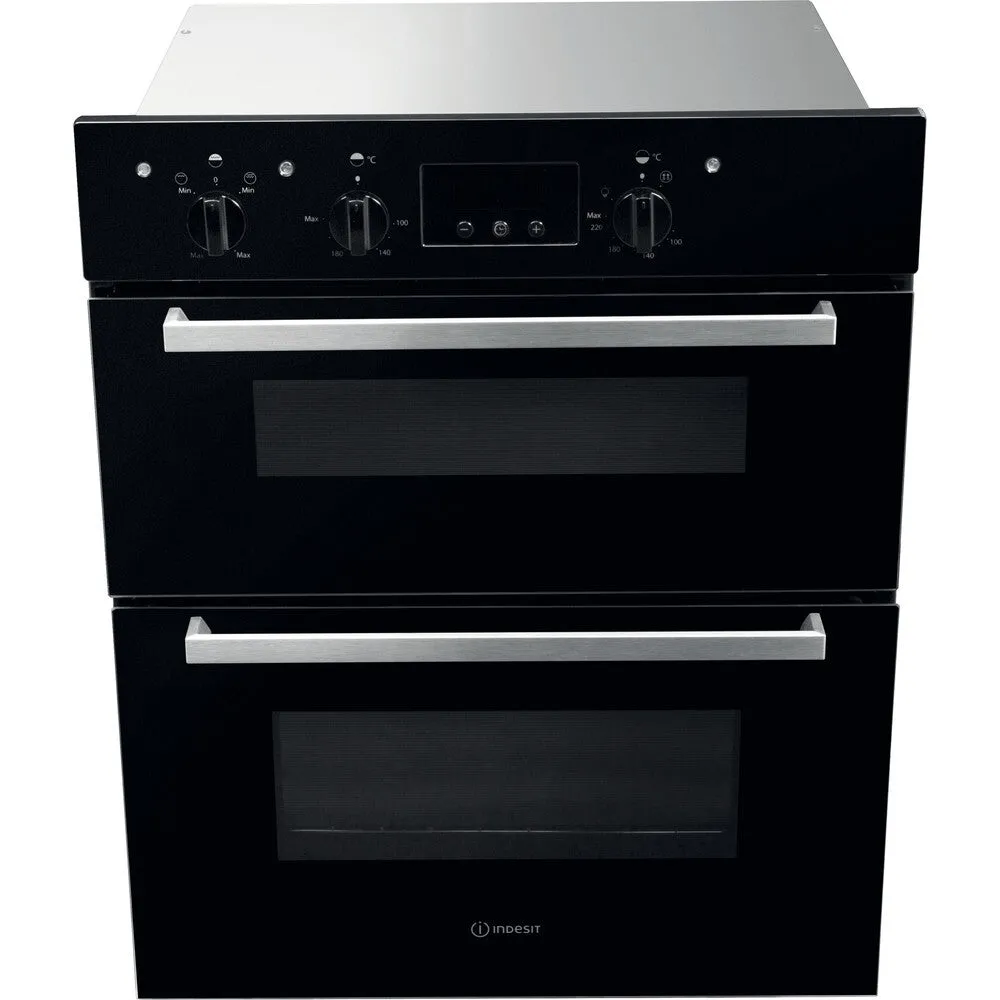 Indesit IDU 6340 BL Built-In 96L Electric Oven - 5100W, Black, Stainless Steel, B Rated