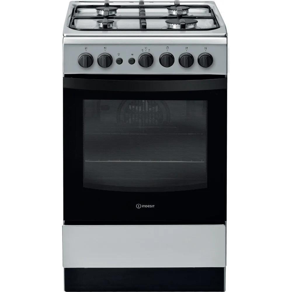 Indesit IS5G1PMSS/UK Freestanding Gas Cooker - Black, Silver