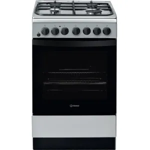 Indesit IS5G4PHSS/UK Freestanding Cooker - Electric, Gas, Black, Stainless Steel