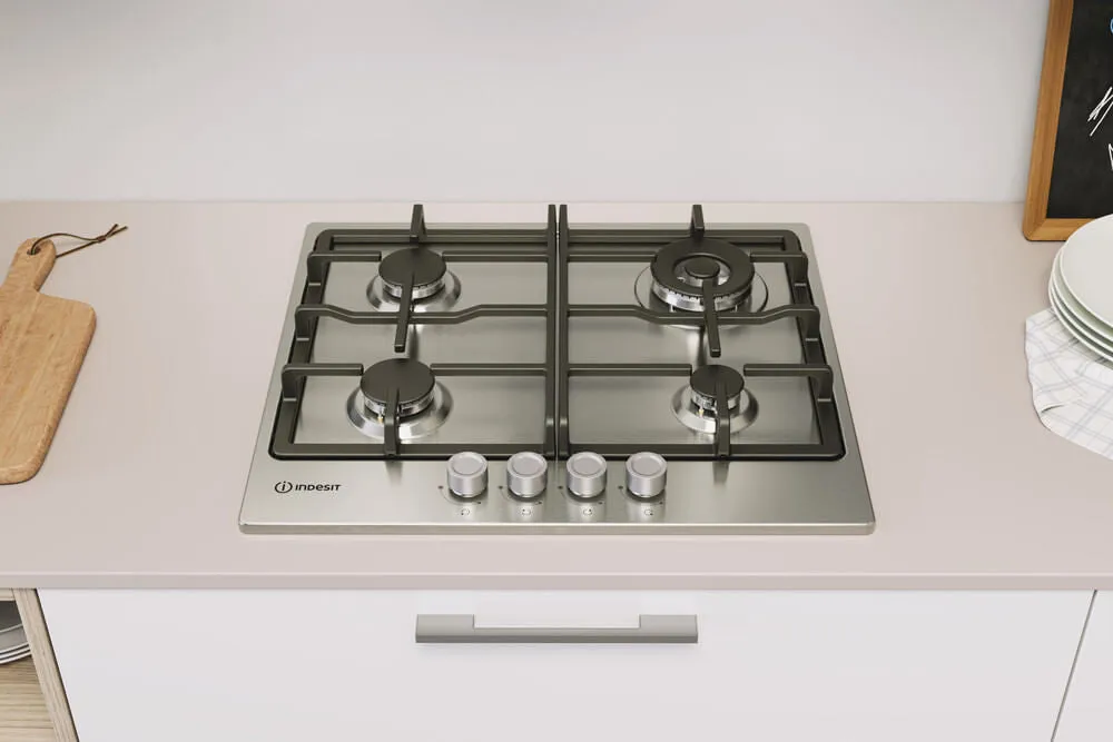 Indesit THP 641 W/IX/I Built-in 58cm Gas Hob - 4 Zones, Stainless Steel