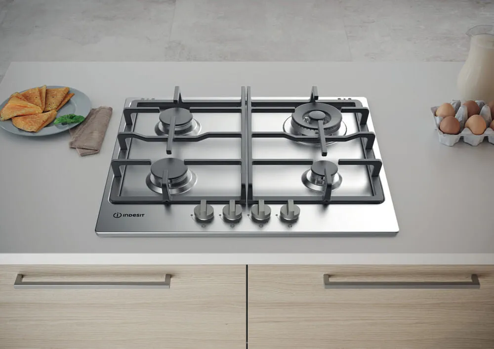 Indesit THP 641 W/IX/I Built-in 58cm Gas Hob - 4 Zones, Stainless Steel