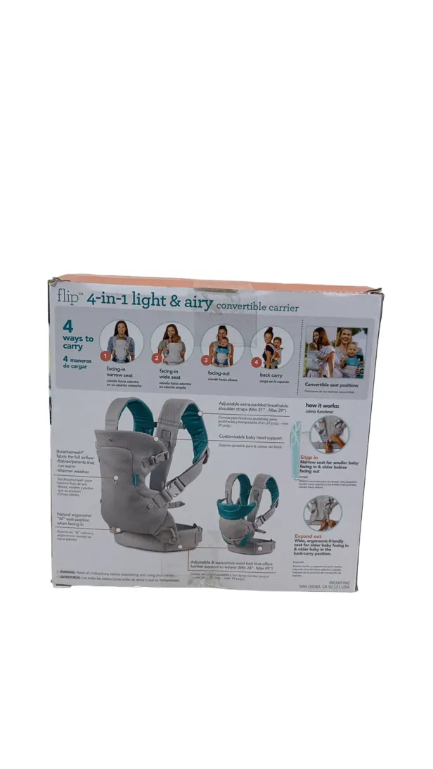Infantino Flip 4-in-1 Light And Airy Convertible Carrier, Teal