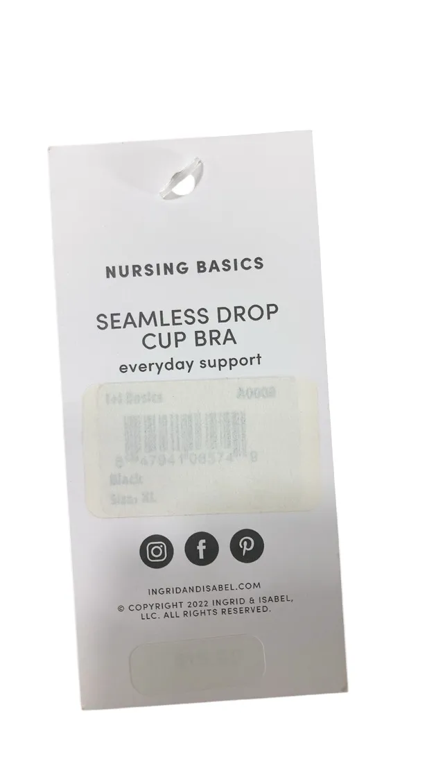 Ingrid & Isabel Drop Cup Nursing Bra, Black, X-Large