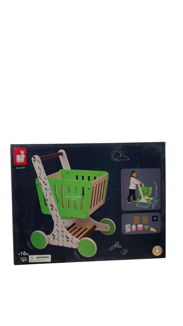 Janod Green Market Wooden Shopping Cart