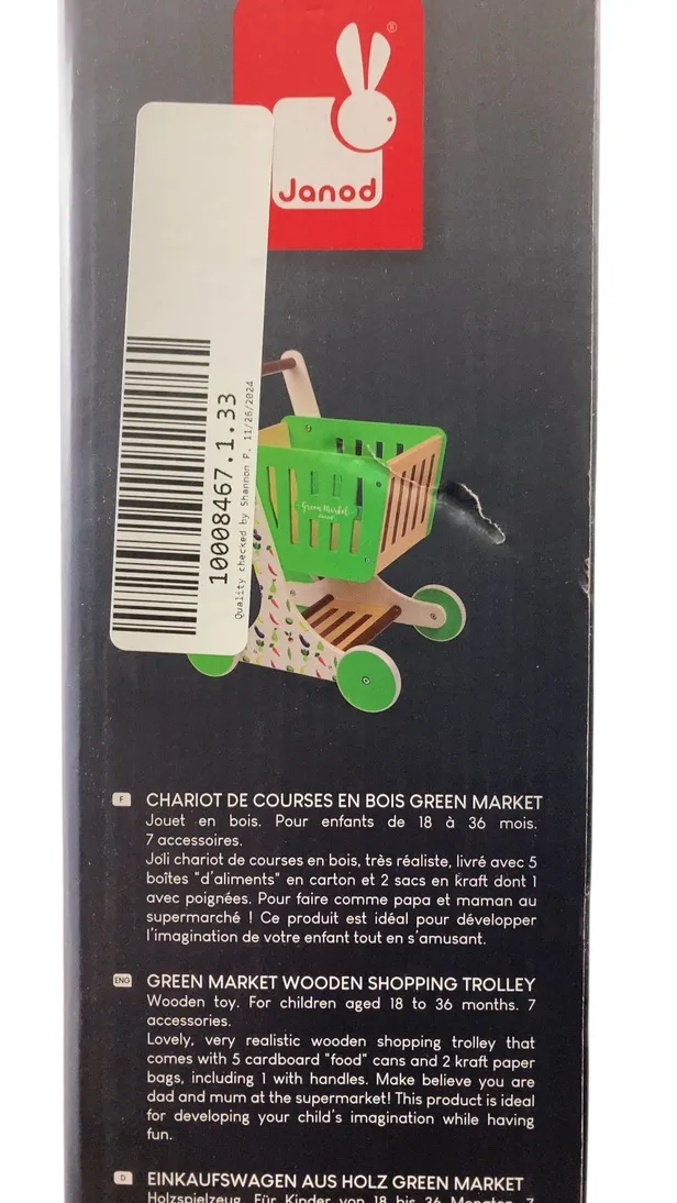 Janod Green Market Wooden Shopping Cart