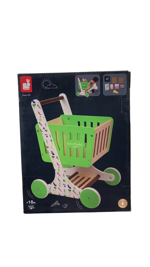 Janod Green Market Wooden Shopping Cart