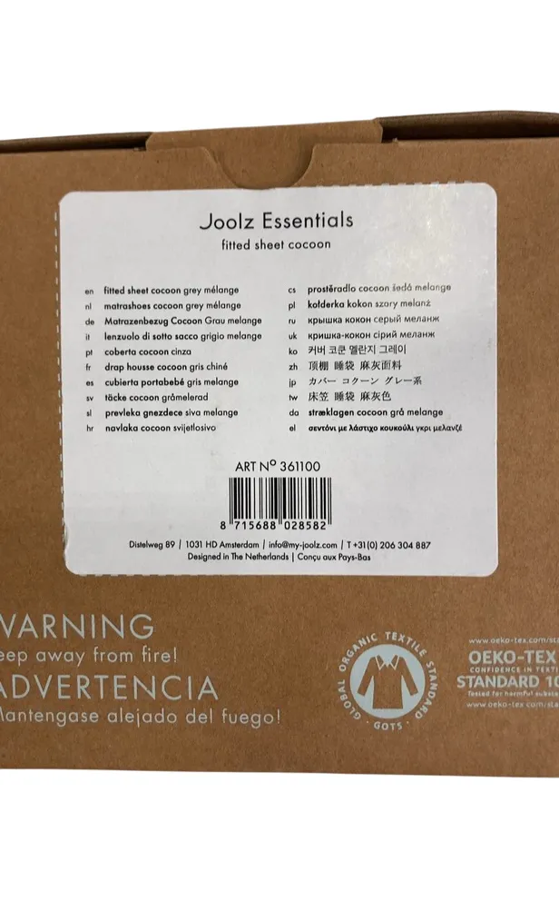Joolz Essentials Cocoon Fitted Sheet, Grey