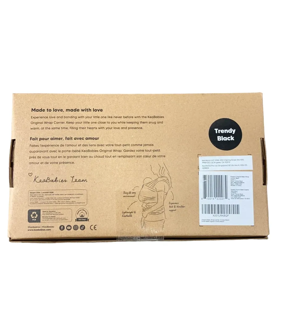 KeaBabies Wrap Carrier, Trendy Black