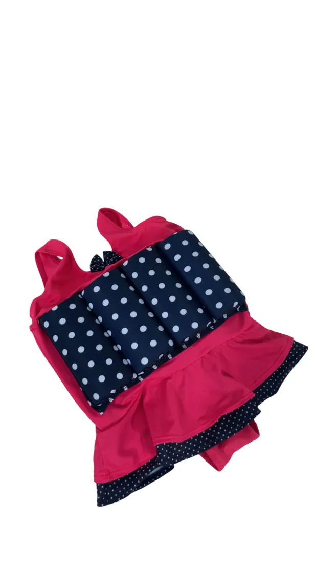 Konfidence Floatsuit, 2-3yrs/Small, Pink Navy Polk Dots
