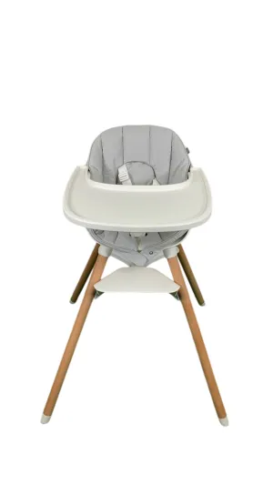 Lalo High Chair with Infant Kit, Coconut, Grey, Natural Wood