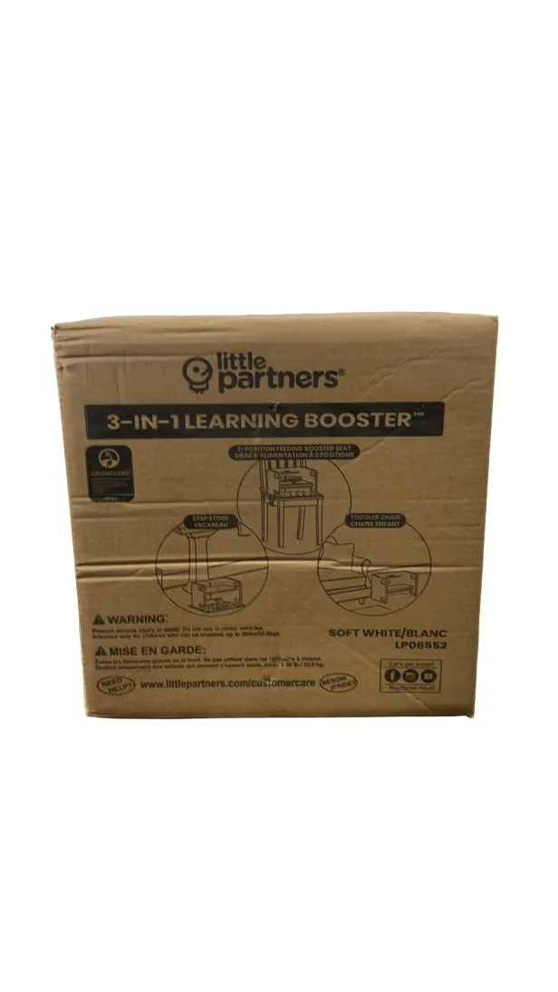 Little Partners 3-in-1 Learning Booster Seat and Step Stool, Soft White