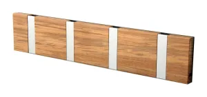 Loca Knax Horizontal Coat Rack 4 Hooks, Teak Untreated/Grey