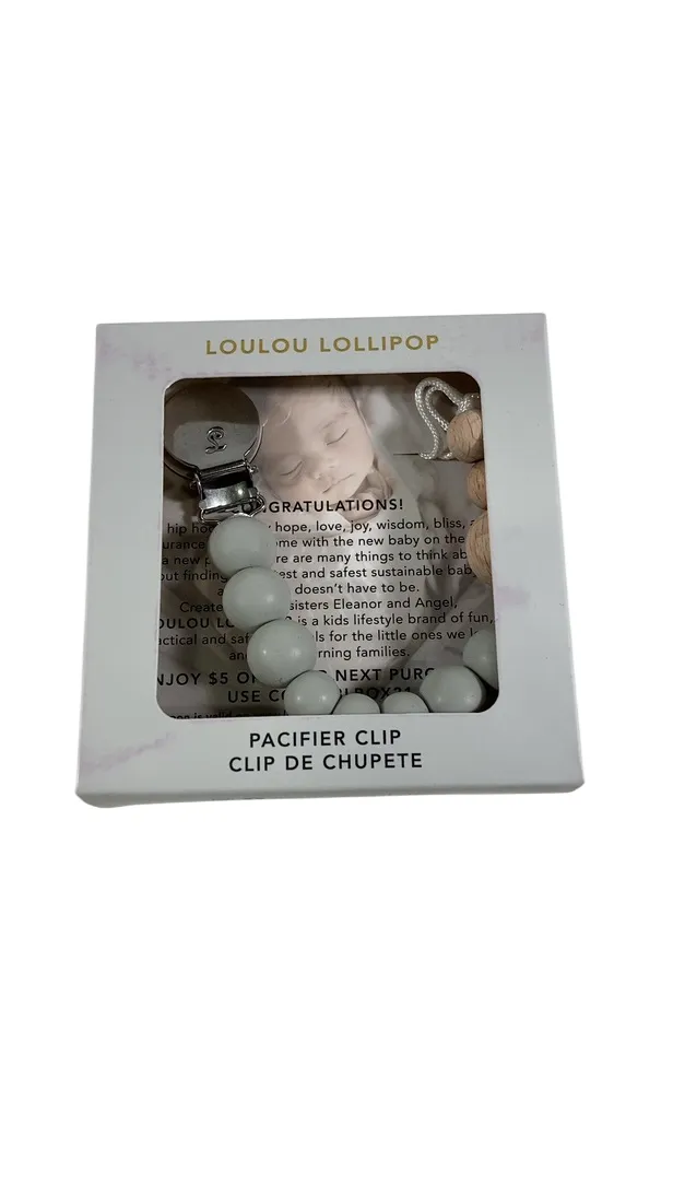 LouLou Lollipop Pacifier Clip, Colorblock, Grey